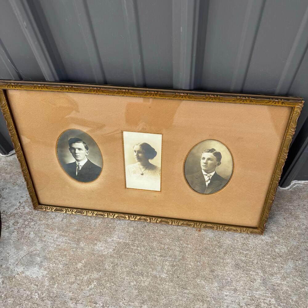 Antique Framed Lot (3) Daguerreotypes? Photos of Two Men & A Woman Well Dressed